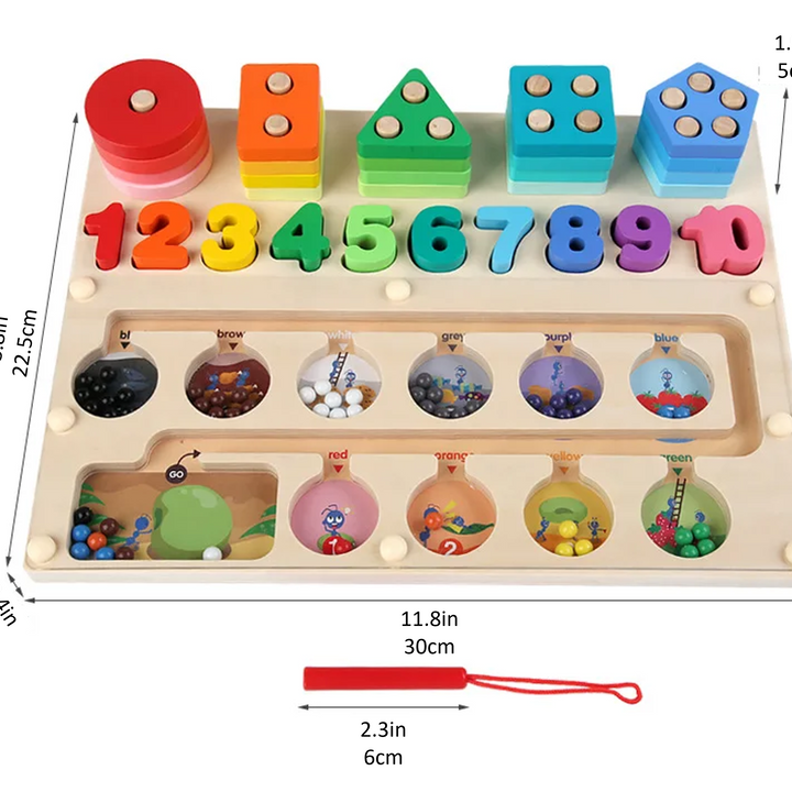 3-in-1 Wooden Magnet Board Puzzles Game